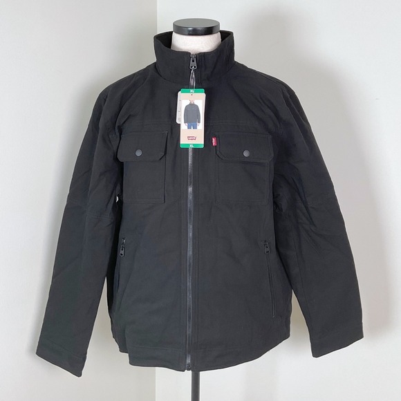 Levi Strauss Mens Black Full Zip Quilted Lined Work Utility Jacket XL - Picture 1 of 10